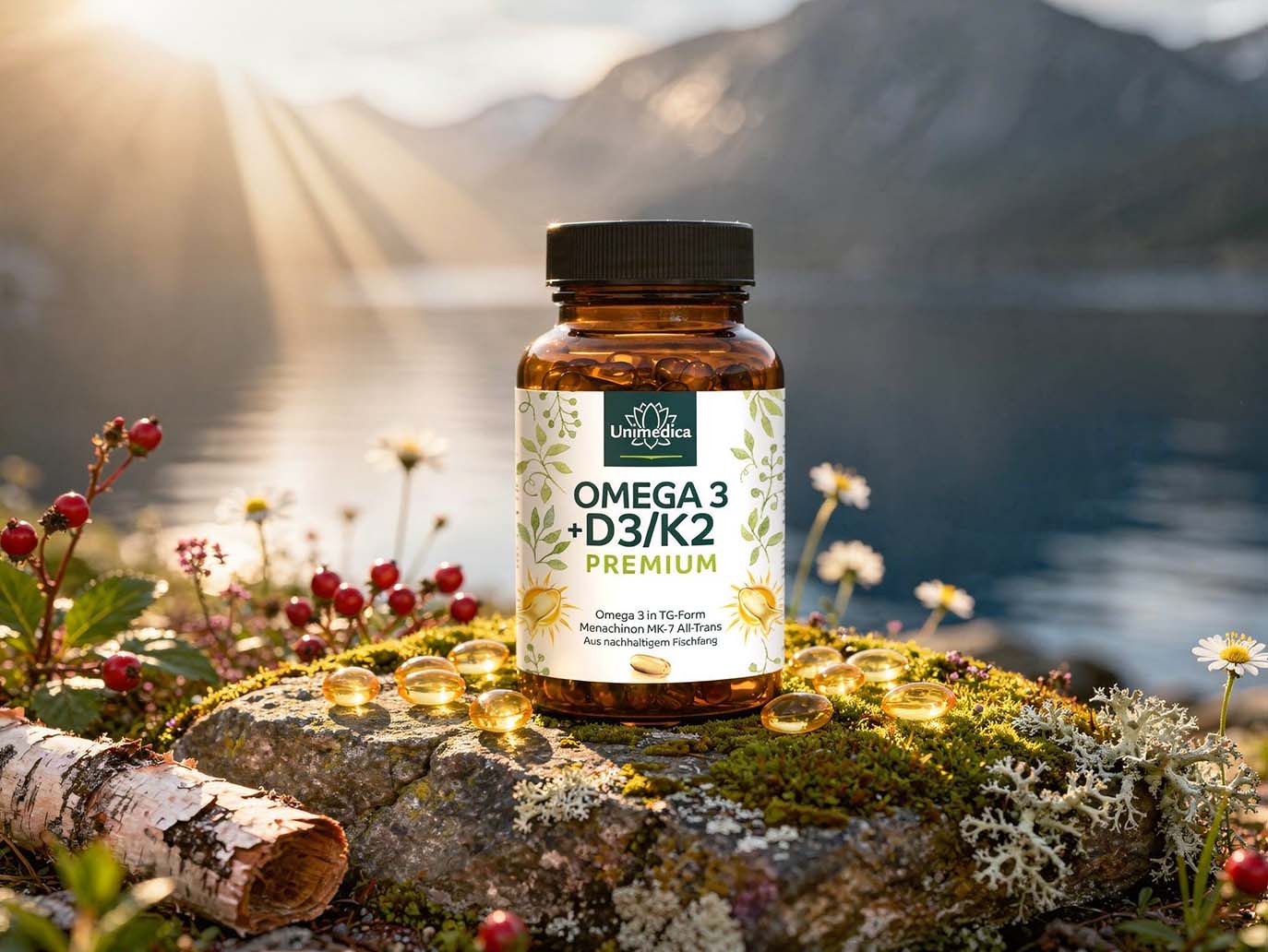 Vitamines D3 + K2 + Oméga 3 - Premium  produit issu de la pêche durable - 90 gélules - par Unimedica